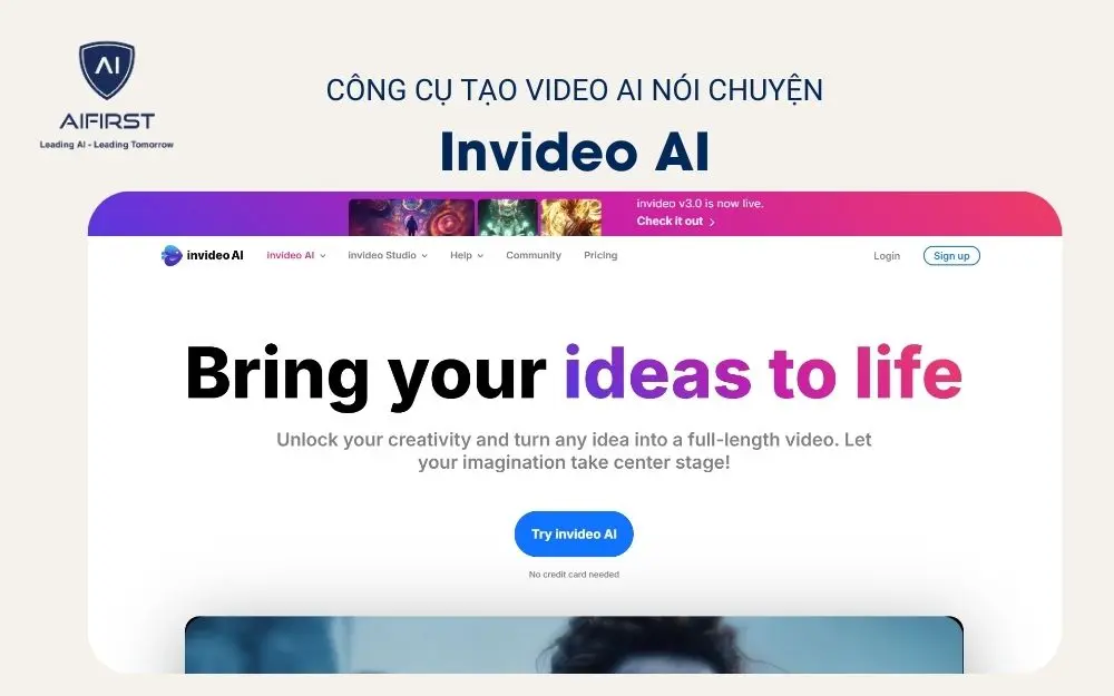 Công cụ tạo video AI nói chuyện - Invideo AI