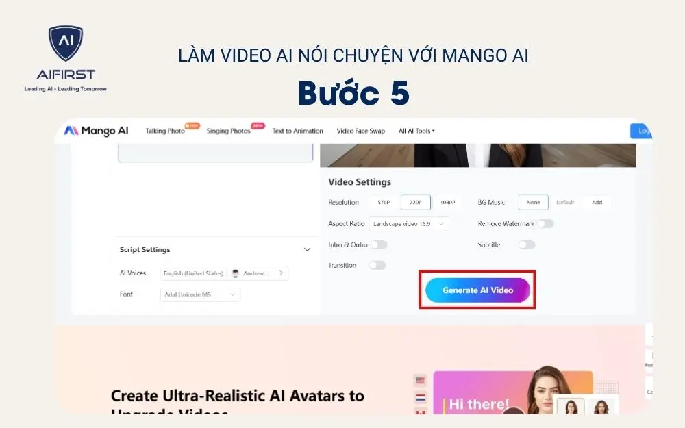 Chọn “Generate AI Video” và tải về máy