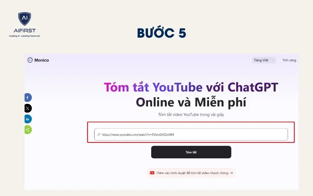 Dán URL để tóm tắt video YouTube