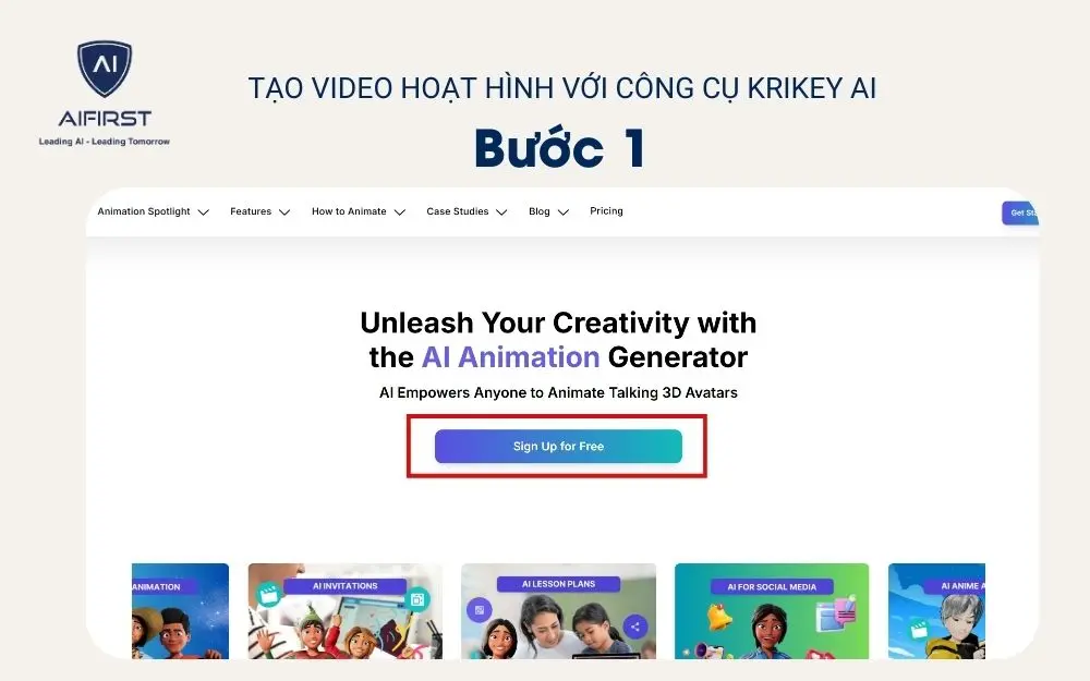 Chọn “Sign Up for Free”