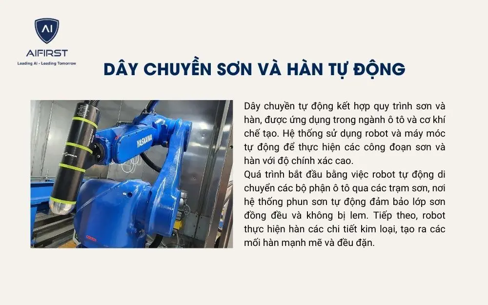 Dây chuyền sản xuất tự động thực hiện nhiệm vụ sơn và hàn