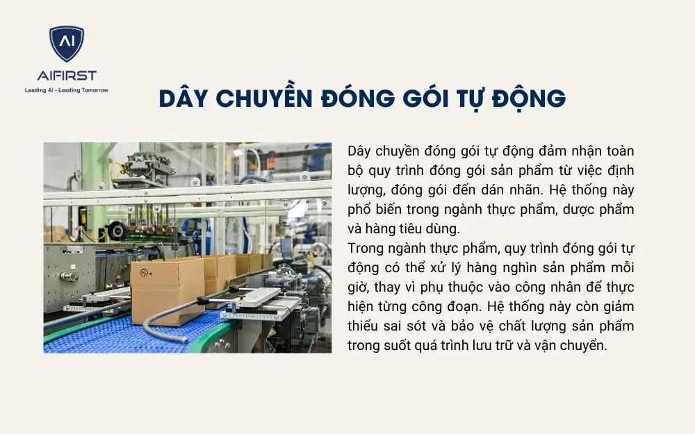 Dây chuyền sản xuất tự động thực hiện nhiệm vụ đóng gói