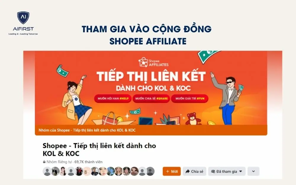 Bạn có thể tham gia vào các cộng đồng Shopee Affiliate trên Facebook, Zalo