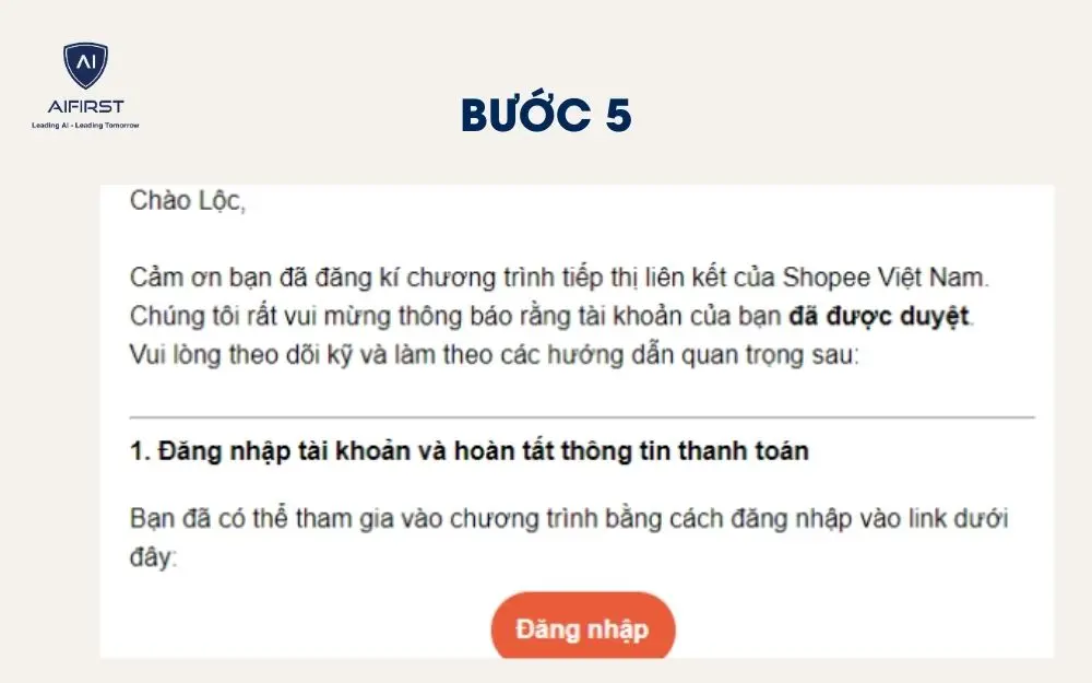 Đợi Email xác nhận và thực hiện theo các bước như hướng dẫn