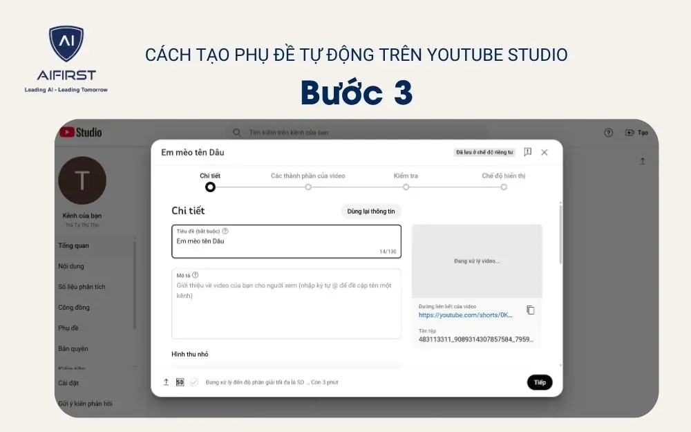 Nhập thông tin theo hướng dẫn và xuất bản video