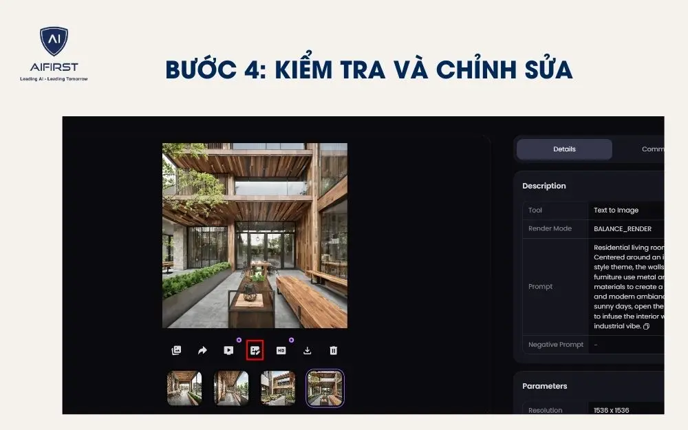 Nhấn vào biểu tượng Edit để chỉnh sửa lại thiết kế