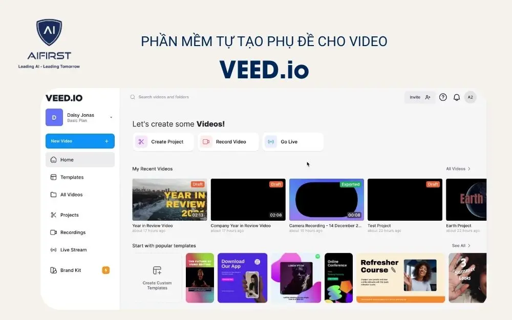 Phần mềm tự tạo phụ đề cho video - VEED IO