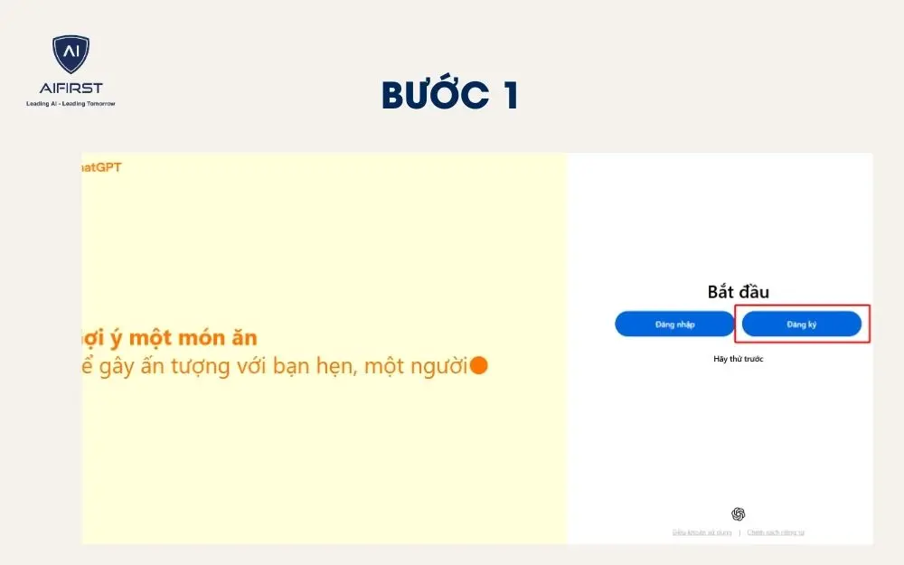 Truy cập vào website và click vào “Đăng ký”