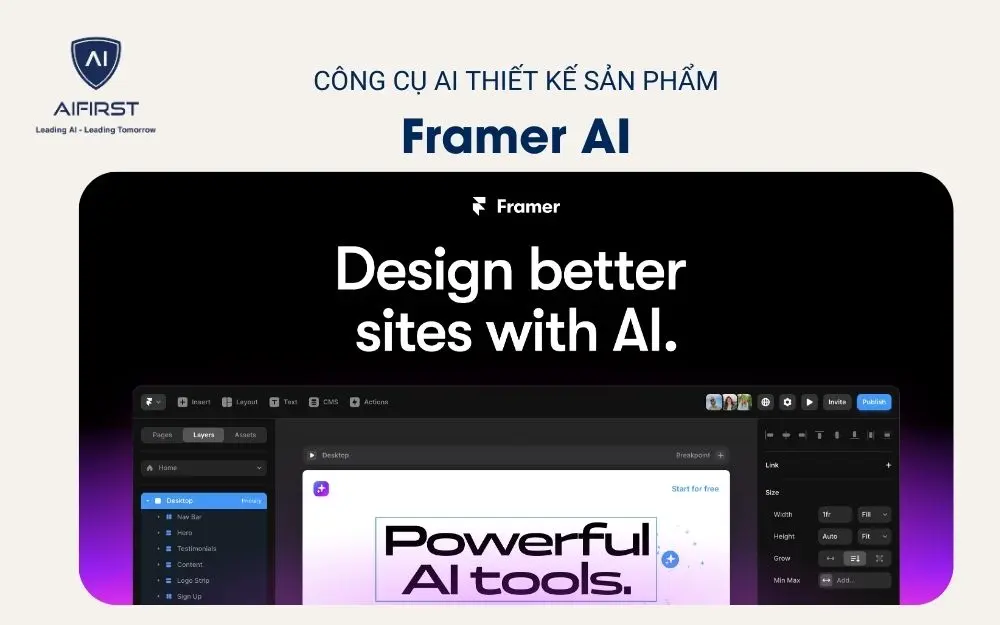 Công cụ AI thiết kế sản phẩm – Framer AI