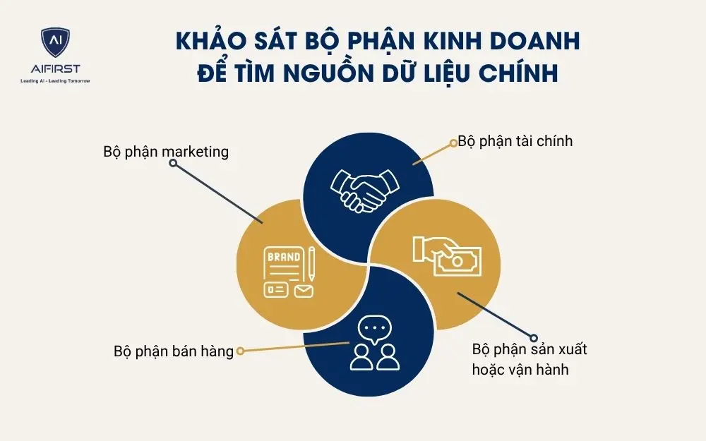 Khảo sát bộ phận kinh doanh để tìm nguồn dữ liệu chính