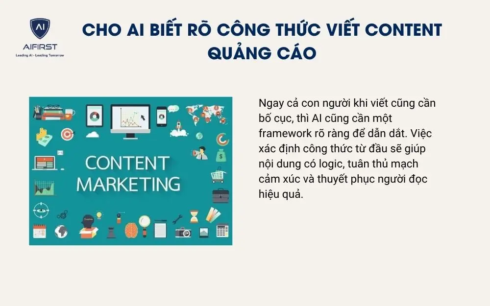 Cho AI biết rõ công thức viết content quảng cáo