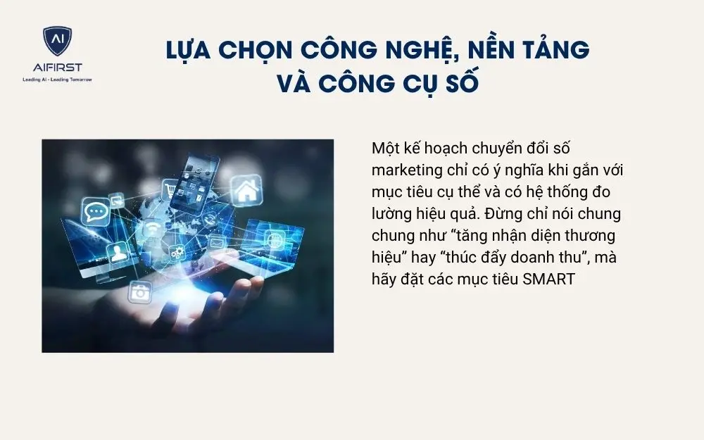 Lựa chọn công nghệ, nền tảng và công cụ số