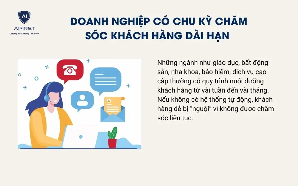 Doanh nghiệp có chu kỳ chăm sóc khách hàng dài hạn