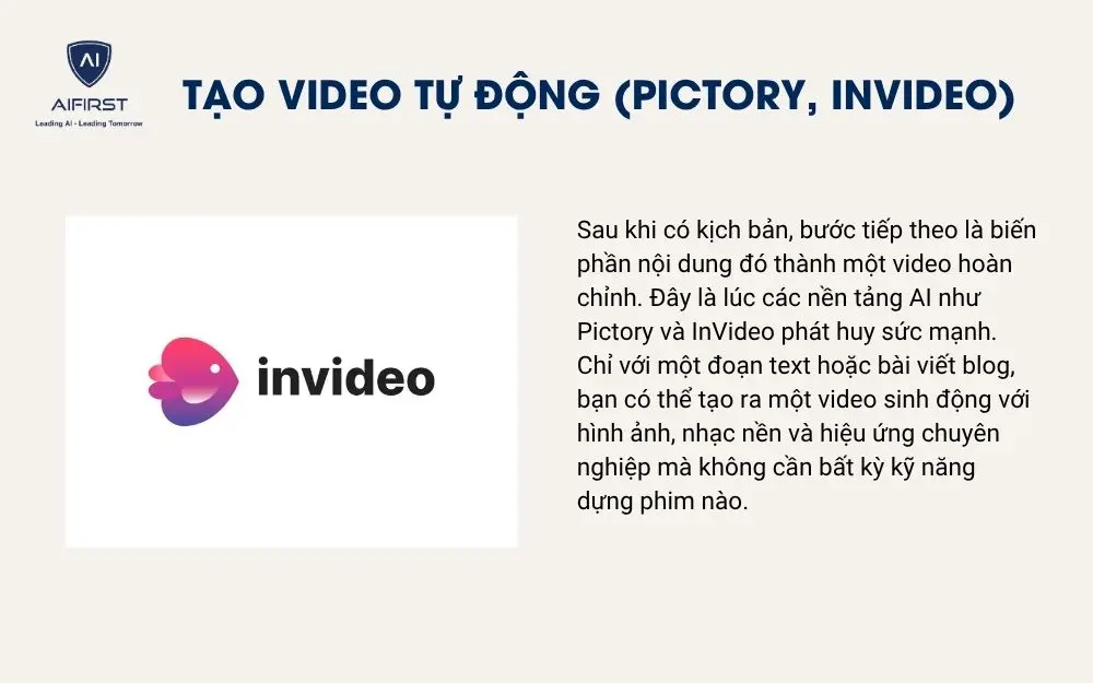 Tạo video tự động (Pictory, InVideo)