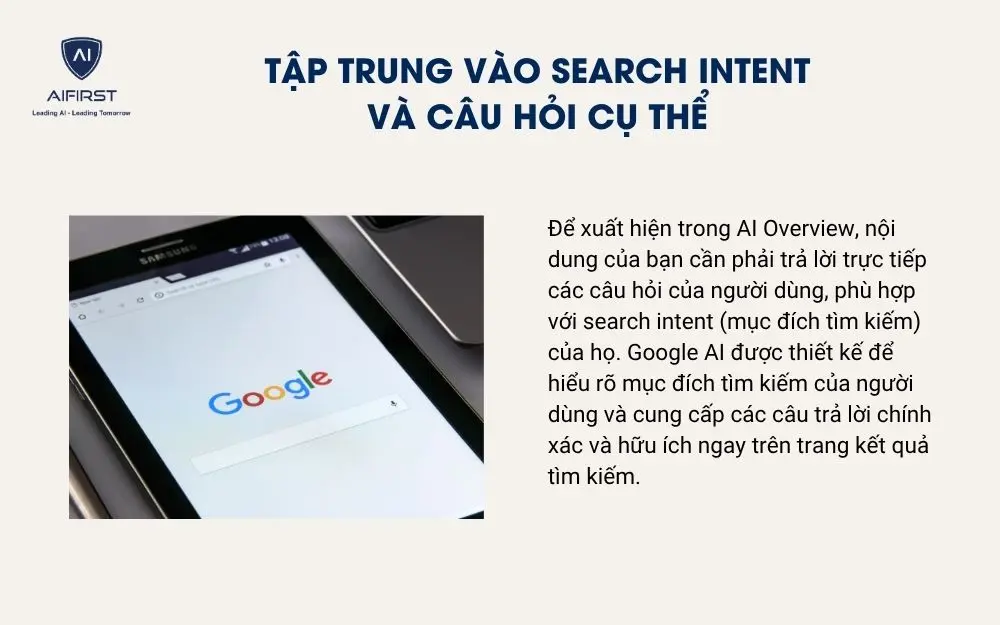 Tập trung vào search intent và câu hỏi cụ thể