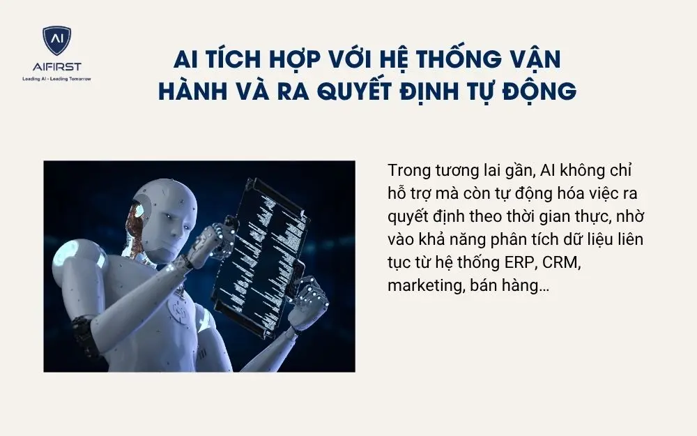AI tích hợp sâu với hệ thống vận hành và ra quyết định tự động