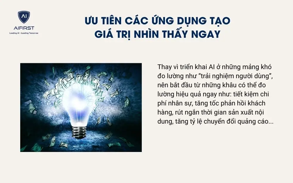 Ưu tiên các ứng dụng tạo giá trị nhìn thấy ngay