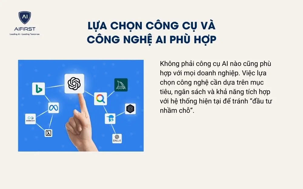 Lựa chọn công cụ và công nghệ AI phù hợp