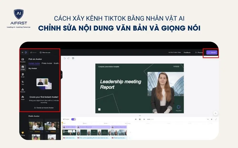 Chỉnh sửa nội dung văn bản và giọng nói