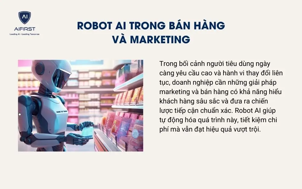 Robot AI trong b&aacute;n h&agrave;ng v&agrave; marketing