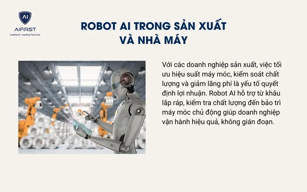 Robot AI trong sản xuất v&agrave; nh&agrave; m&aacute;y