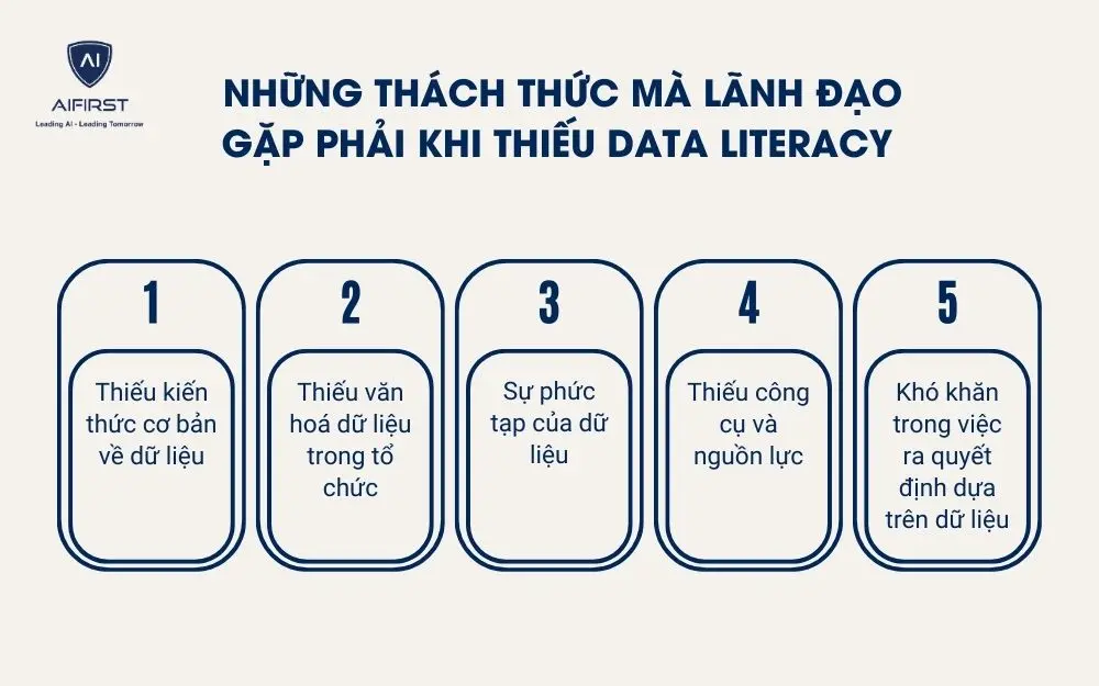 Những th&aacute;ch thức m&agrave; l&atilde;nh đạo gặp phải khi thiếu Data Literacy