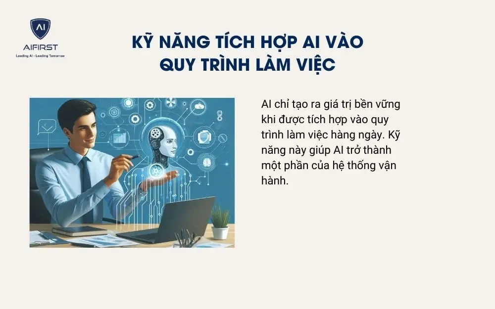 Kỹ năng t&iacute;ch hợp AI v&agrave;o quy tr&igrave;nh l&agrave;m việc