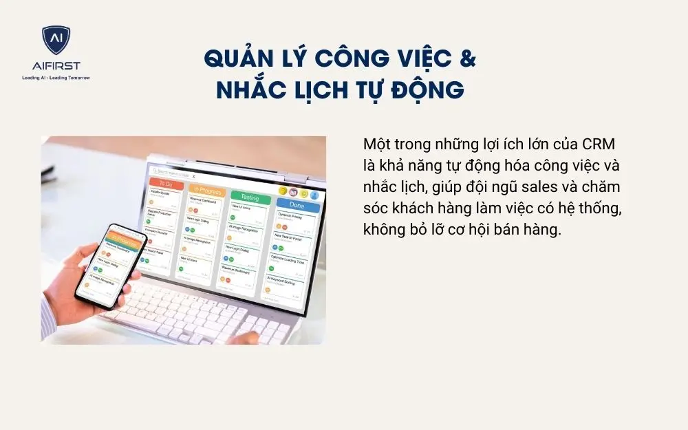 Quản l&yacute; c&ocirc;ng việc & nhắc lịch tự động