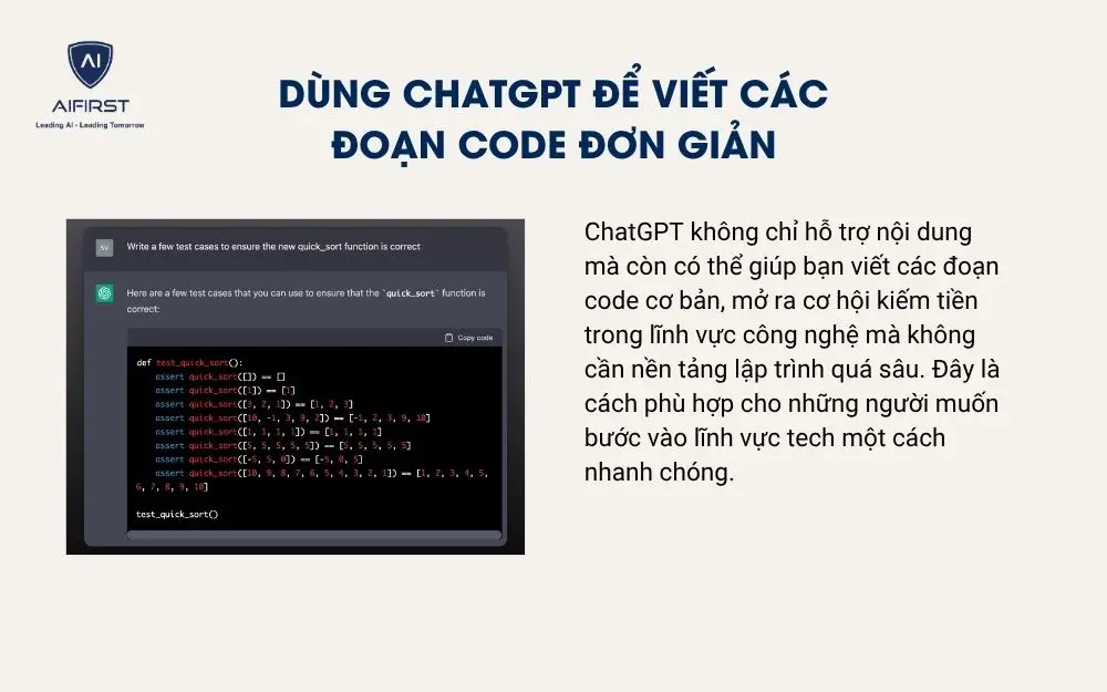 D&ugrave;ng ChatGPT để viết c&aacute;c đoạn code đơn giản