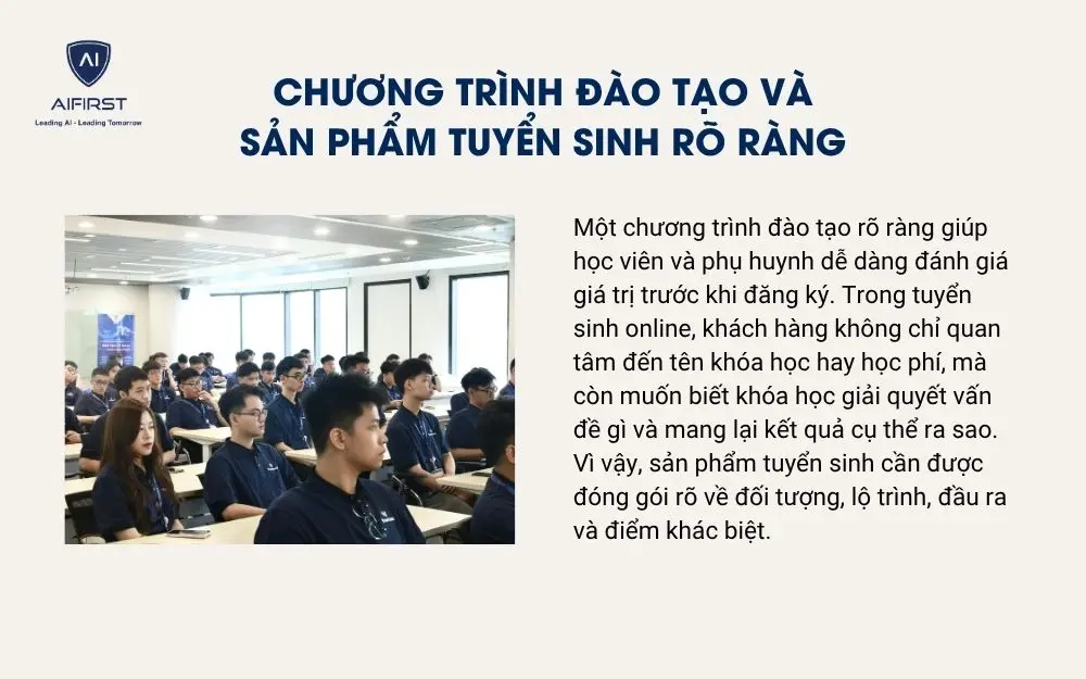 Chương tr&igrave;nh đ&agrave;o tạo v&agrave; sản phẩm tuyển sinh r&otilde; r&agrave;ng