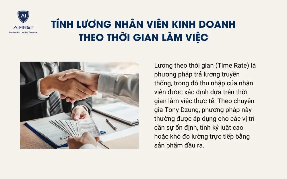 T&iacute;nh lương nh&acirc;n vi&ecirc;n kinh doanh theo thời gian l&agrave;m việc