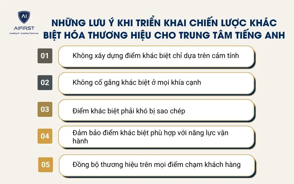 Những lưu &yacute; khi triển khai chiến lược kh&aacute;c biệt h&oacute;a thương hiệu cho trung t&acirc;m tiếng Anh