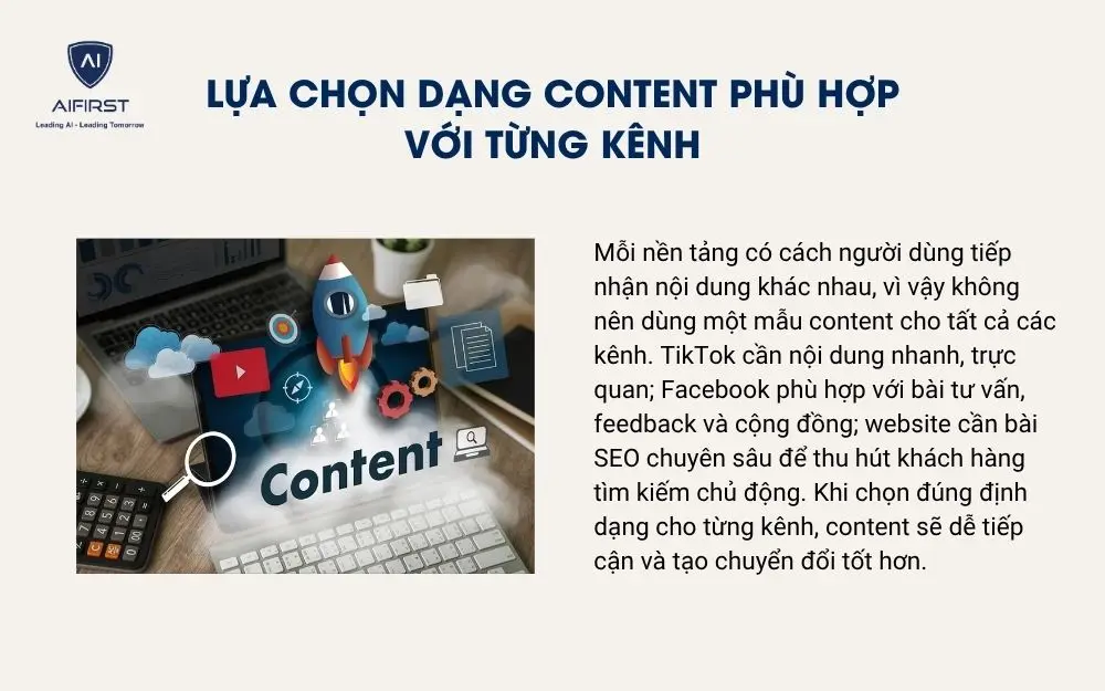 Lựa chọn dạng content ph&ugrave; hợp với từng k&ecirc;nh