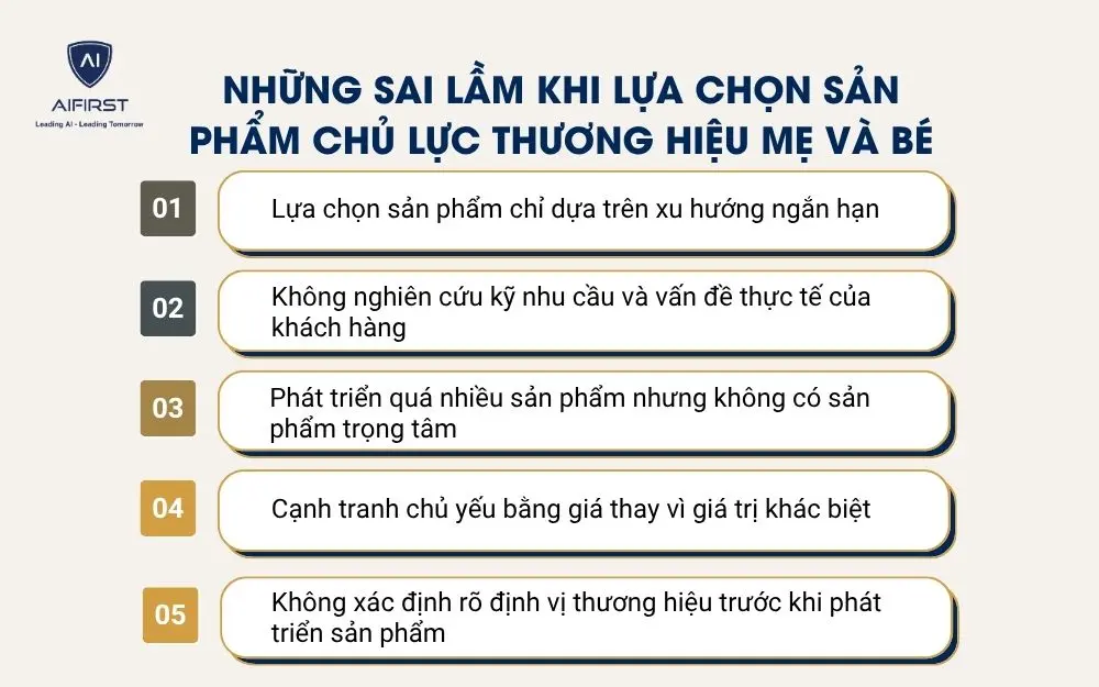 Những sai lầm khi lựa chọn sản phẩm chủ lực thương hiệu mẹ v&agrave; b&eacute;