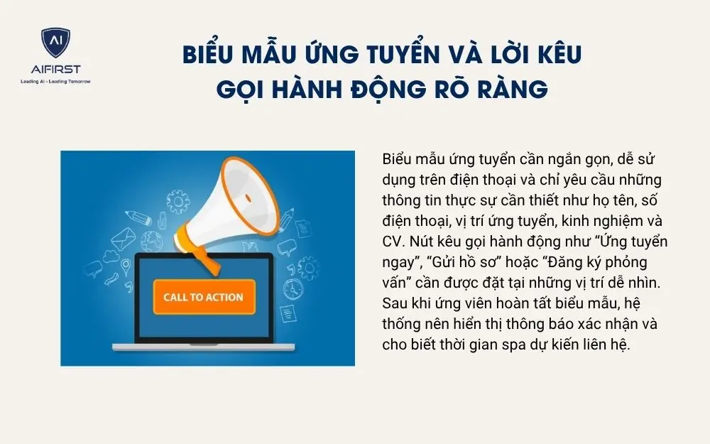  Biểu mẫu ứng tuyển v&agrave; lời k&ecirc;u gọi h&agrave;nh động r&otilde; r&agrave;ng