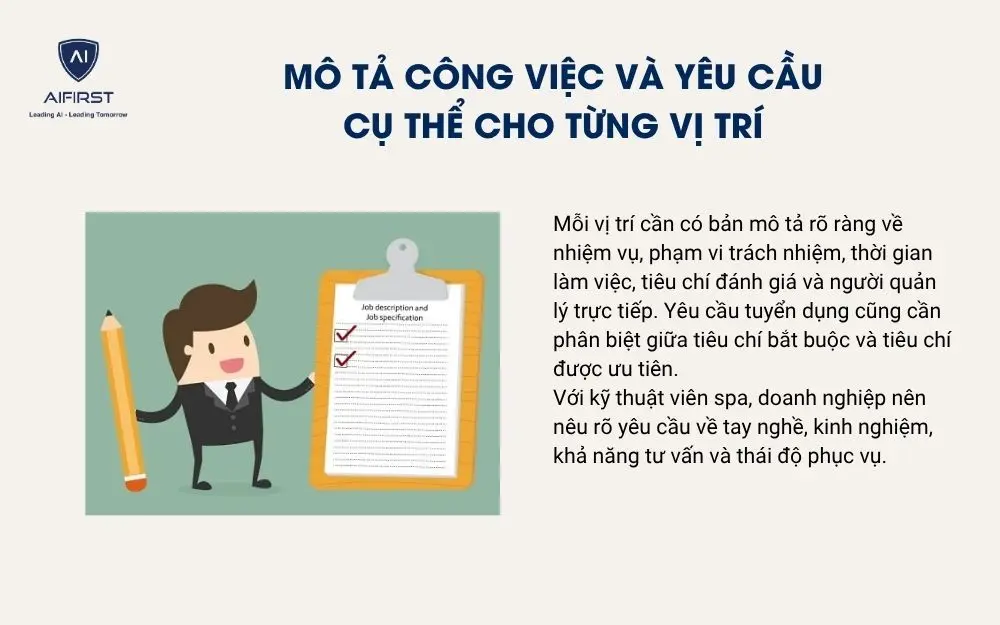 M&ocirc; tả c&ocirc;ng việc v&agrave; y&ecirc;u cầu cụ thể cho từng vị tr&iacute;