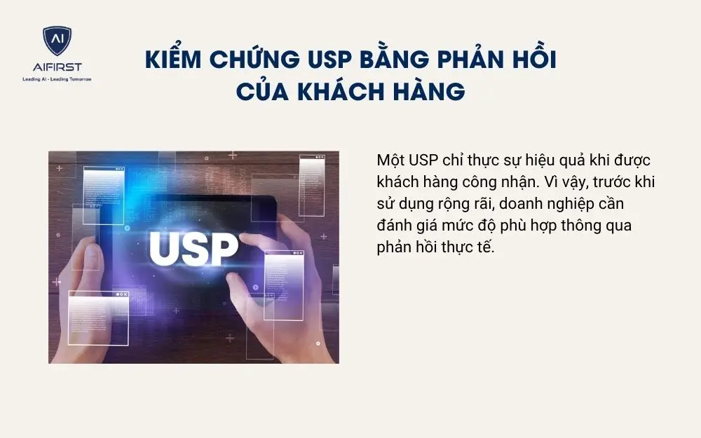 Kiểm chứng USP bằng phản hồi của kh&aacute;ch h&agrave;ng