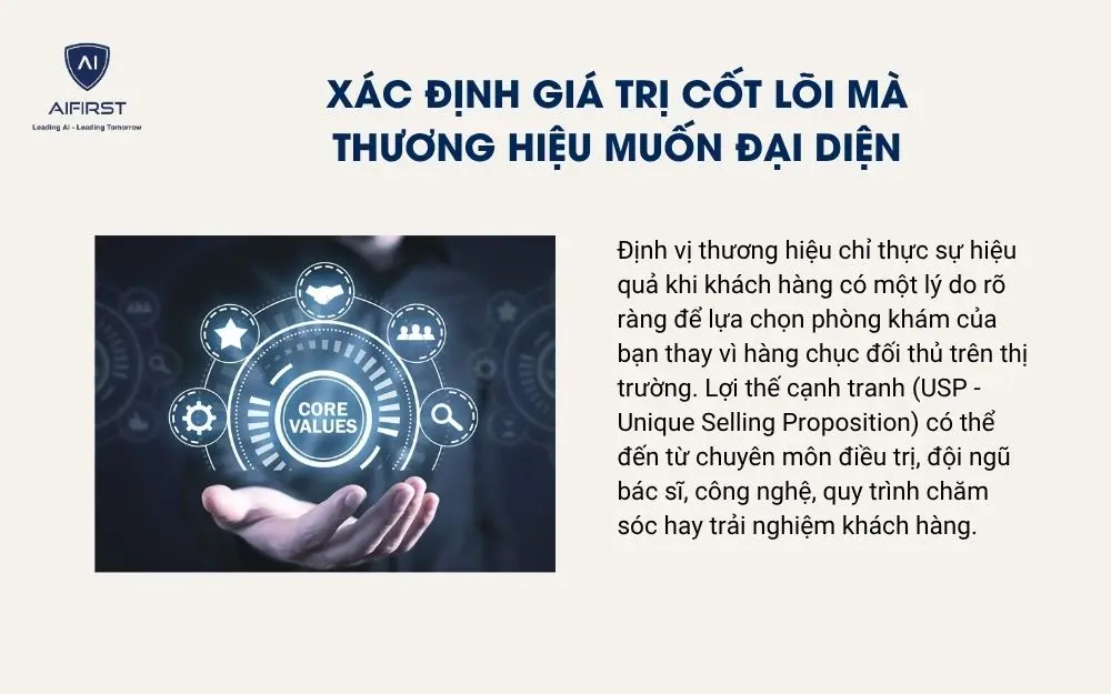 X&aacute;c định gi&aacute; trị cốt l&otilde;i m&agrave; thương hiệu muốn đại diện