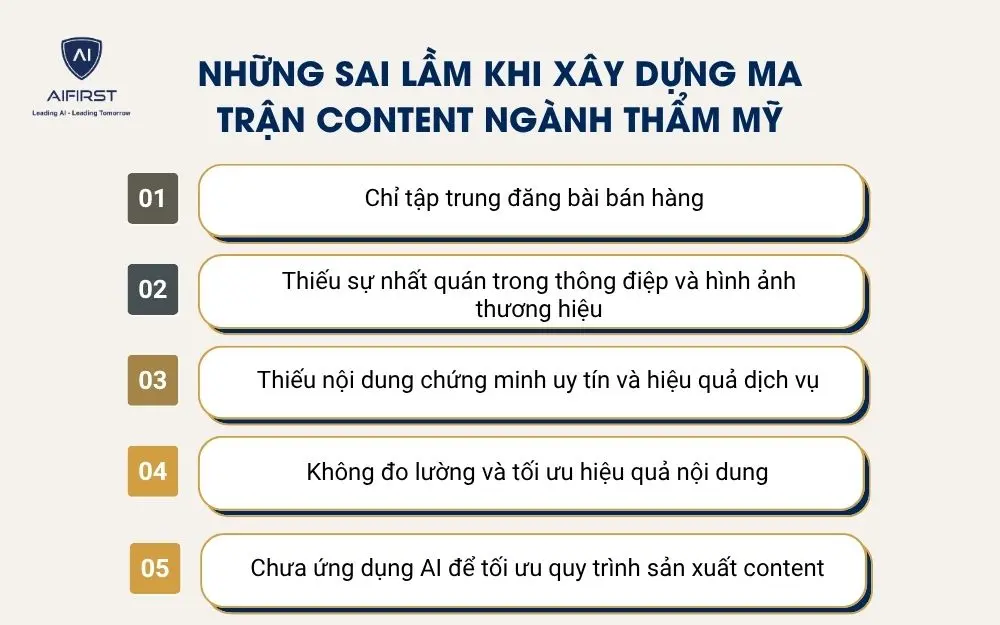 Những sai lầm khi x&acirc;y dựng ma trận content ng&agrave;nh thẩm mỹ